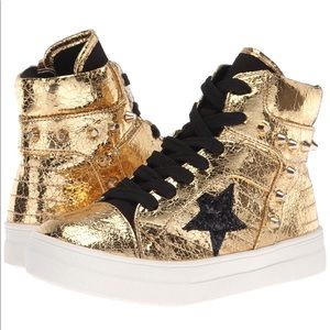 NINA GIRLS Gold Crackle High Tops With Black Star